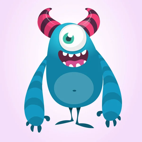 Lustiges Cartoon Monster Mit Einem Auge Vektorblaue Monster Illustration Großer — Stockvektor