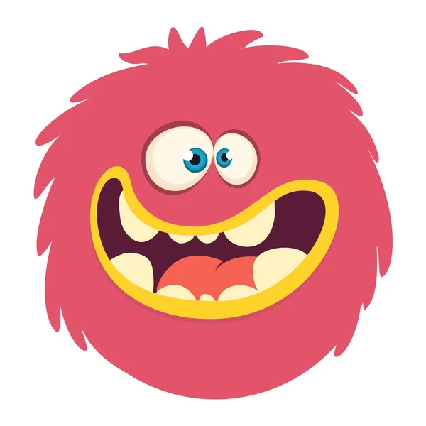 Feliz Desenho Animado Monstro Cabeça Sorrindo Ilustração Vetorial — Vetor de Stock