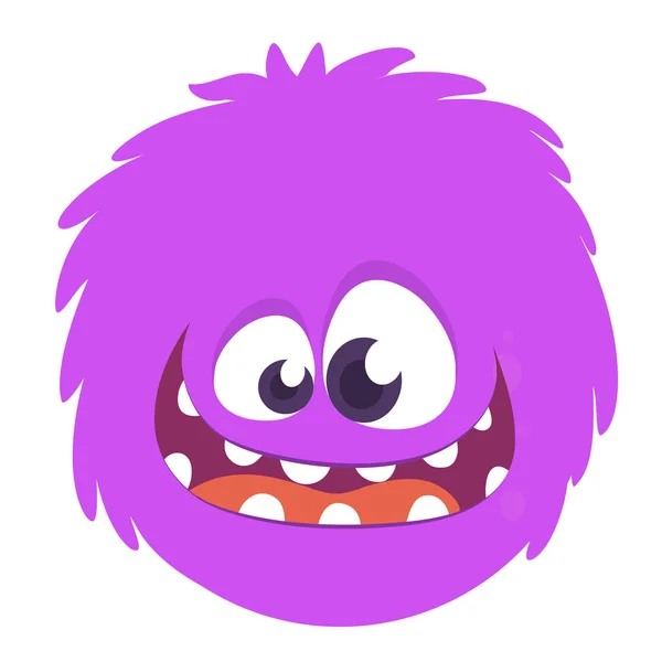 Happy Cartoon Monster Head Smiling Vector Illustration — Stock Vector