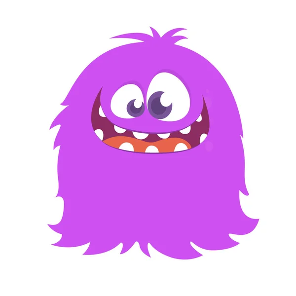 Happy Cartoon Furry Monster Vector Halloween Illustration Big Set Cartoon — Stock Vector