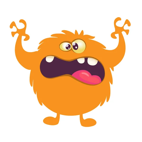 Skrämmande Tecknad Monster Orange Monster Vektorillustration — Stock vektor