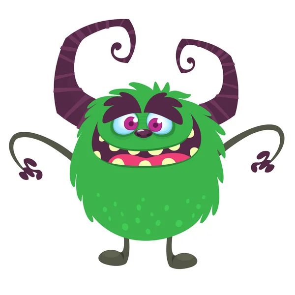 Cooles Comic Monster Vektor Grüne Monster Troll Illustration Halloween Design — Stockvektor