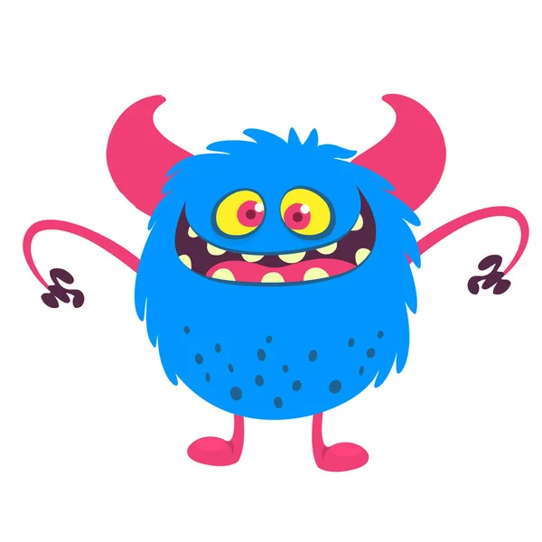 Lycklig Tecknad Monster Halloween Vektorillustration — Stock vektor