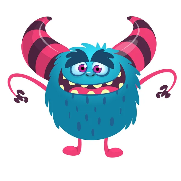 有趣的卡通怪兽大嘴巴 矢量蓝色怪兽插图 万圣节设计 — 图库矢量图片