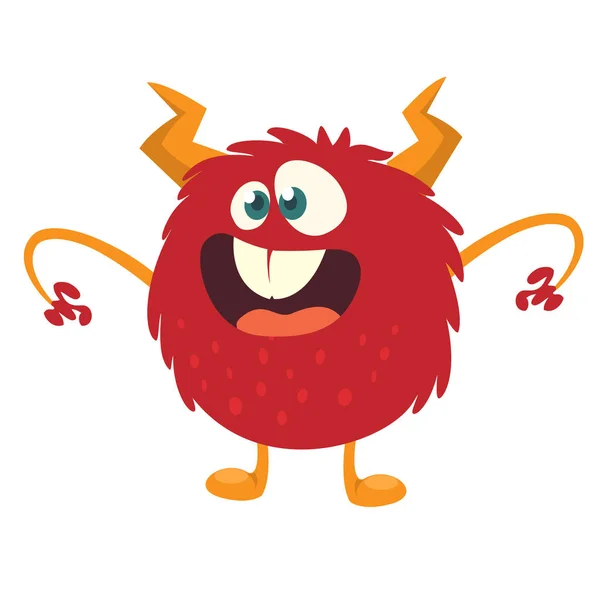 Děsivé Kreslený Monstrum Vektorové Ilustrace Červené Monstrum Halloween — Stockový vektor