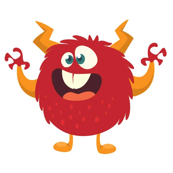 Straszny Kreskówka Potwór Halloween Potwór Czerwony Ilustracja Wektorowa — Wektor stockowy