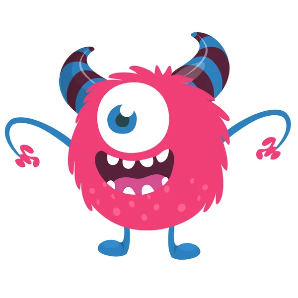 Skrämmande Tecknade Eyed Monster Vektor Halloween Rosa Monster Illustration — Stock vektor