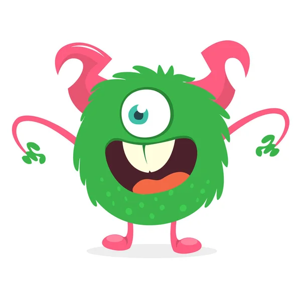Jeden Potwór Eyed Kreskówka Straszny Halloween Potwór Zielony Ilustracja Wektorowa — Wektor stockowy