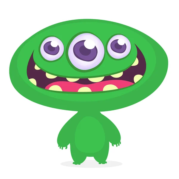 Lustiges Cartoon Monster Vektorgrafik Grünes Monster Halloween Design — Stockvektor
