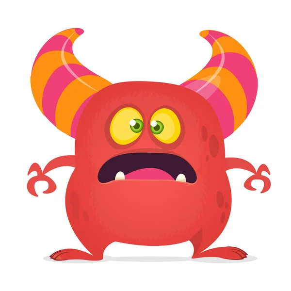 Rädd Tecknad Monster Skrattar Vektorillustration Röda Monstret Halloween Design — Stock vektor