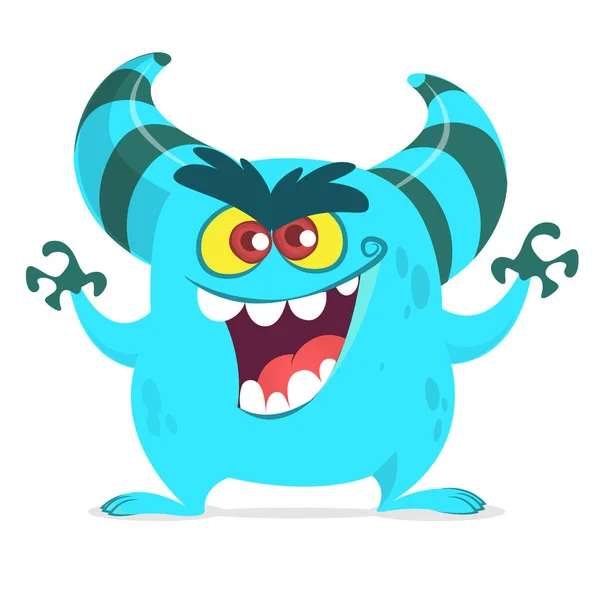Wütender Cartoon Kleiner Troll Vektor Illustration Eines Kleinen Gruseligen Monsters — Stockvektor