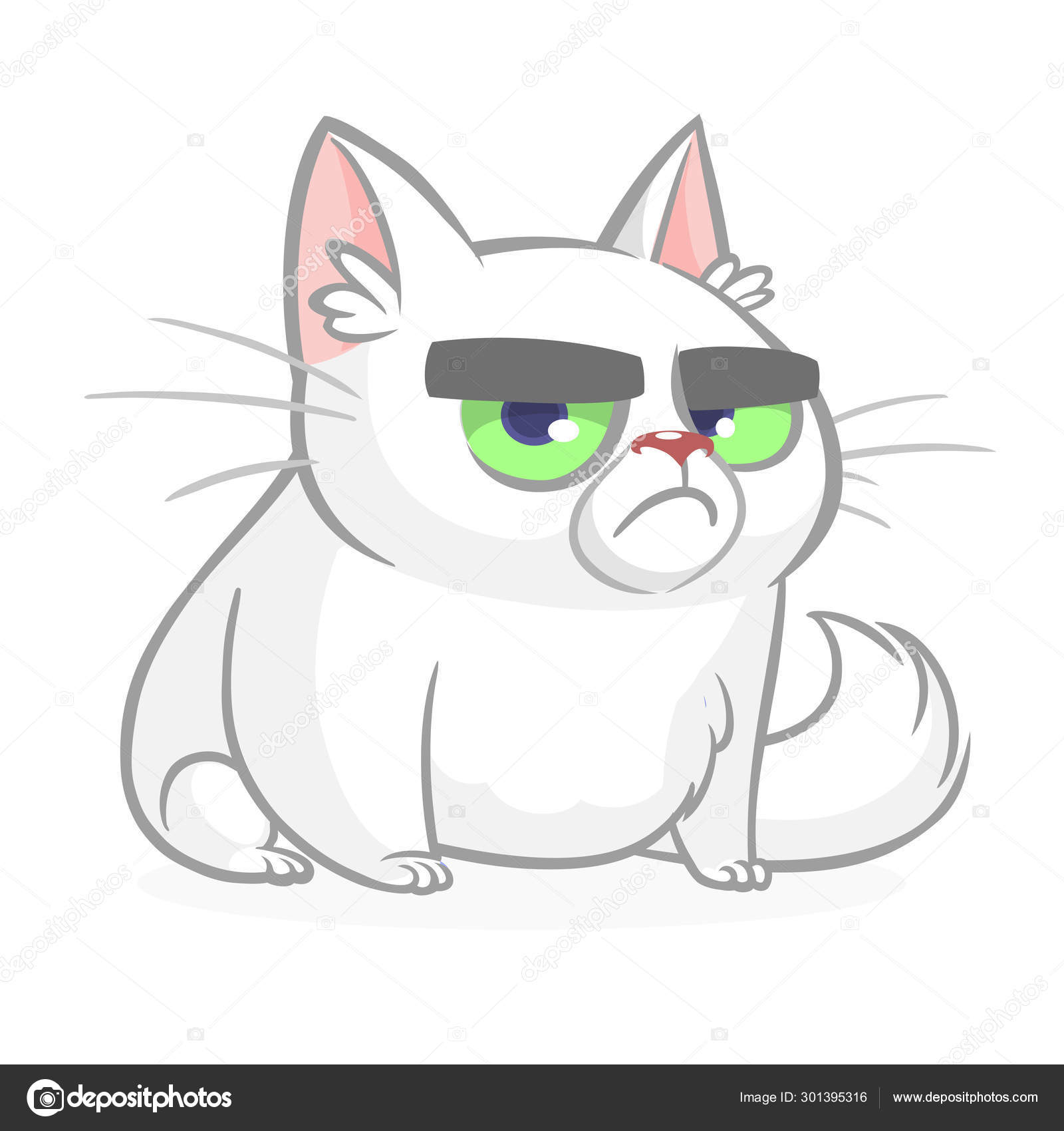 Desenho do gato branco dos desenhos animados — Ilustração de Stock