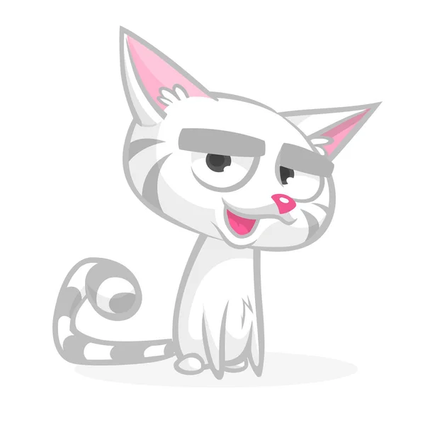 Gato rabugento dos desenhos animados. Bonito gordura desenho animado gato ilustração com uma expressão rabugenta —  Vetores de Stock