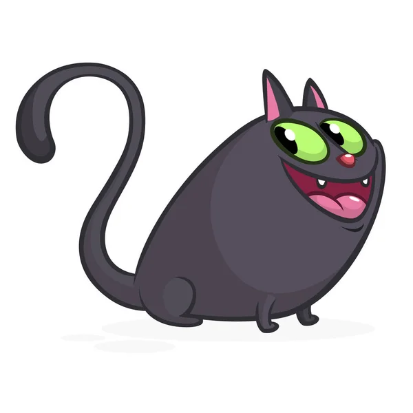 Desenhos animados bruxa gato preto ilustração. Vetor isolado —  Vetores de Stock
