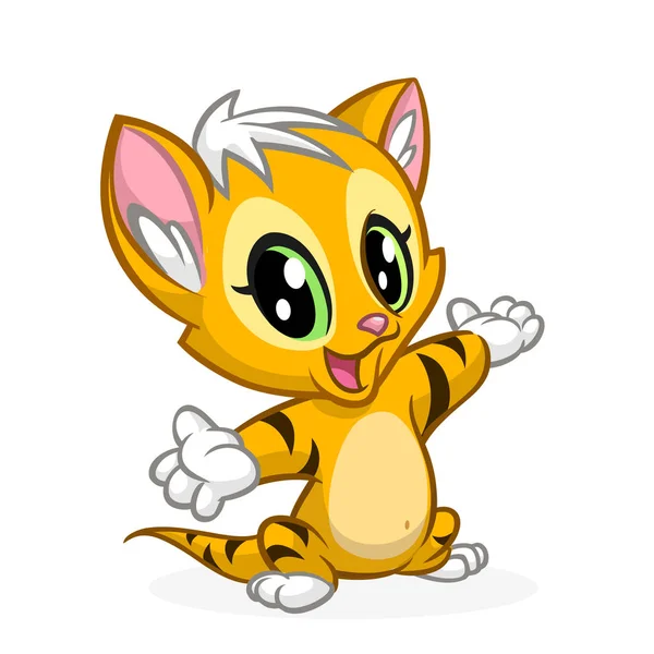 Kreskówka zabawny kot uścisk. Cute Orange pozbawiony kot ilustracji. Wektor — Wektor stockowy