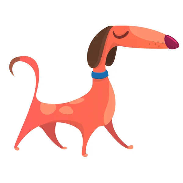 Dibujos animados perro divertido pasear. Ilustración de diseño plano — Vector de stock