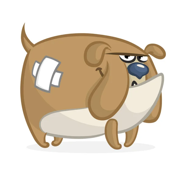 Cartoon boos en grappige Bulldog illustratie. Vector geïsoleerd op wit — Stockvector