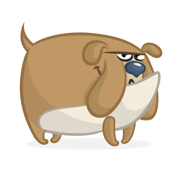 Dibujos animados enojado y divertido bulldog ilustración. Vector aislado en blanco — Archivo Imágenes Vectoriales