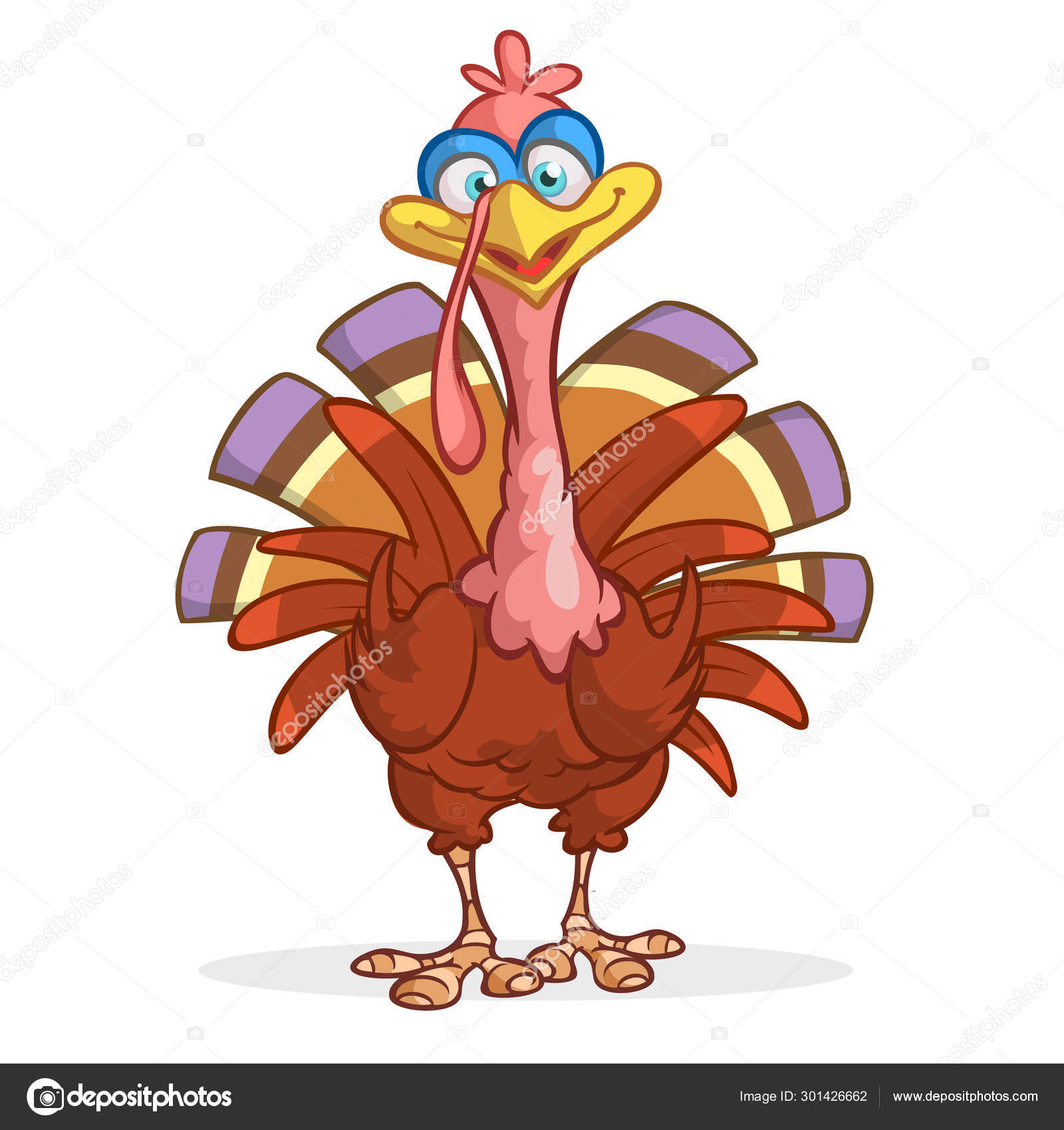 Tegneseriefigur av kalkun for Thanksgiving stockvektor © drawkman.gmail.com  #301426662, image size:1600x1700