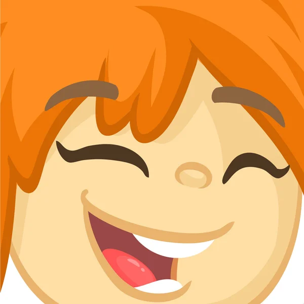 Tegneserie sød rødt hår pige ansigt avatar. Vektor pige illustration isoleret – Stock-vektor