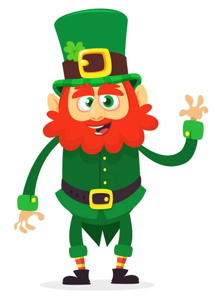 Joyeuse Saint Patrick ! Drôle de St Patrick souriant dans le style de dessin animé. Fête nationale irlandaise . — Image vectorielle