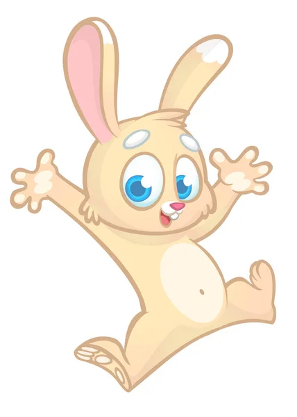 Cartoon bunny rabbit dancing excited. Easter character. Vector illustration of forest animal — Stock Vector
