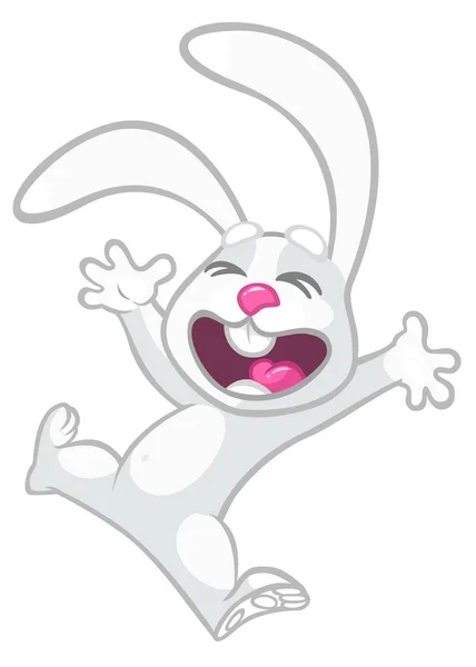 Easter cartoon happy bunny rabbit excited. Vector illustration of bunny isolated — Stock Vector