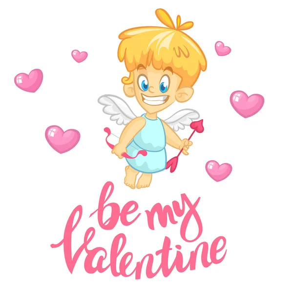 Funny cartoon cupid with bow and arrow. Illustration for Valentine's Day. — Stock Vector