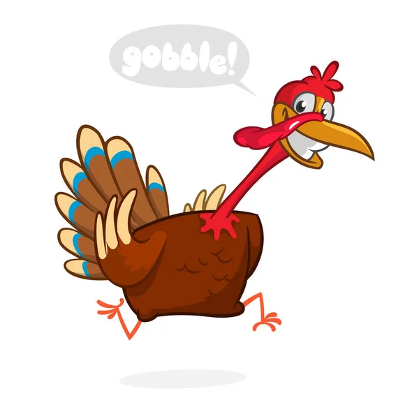 Křičí běžící postavu ptáka kreslený Turecko. Vektorové ilustrace — Stockový vektor