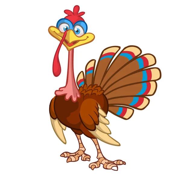 Personaje de pavo de dibujos animados. Clipart de Acción de Gracias — Vector de stock