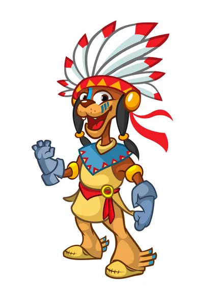 Personagem indígena nativa dos desenhos animados. Clipart ilustração — Vetor de Stock