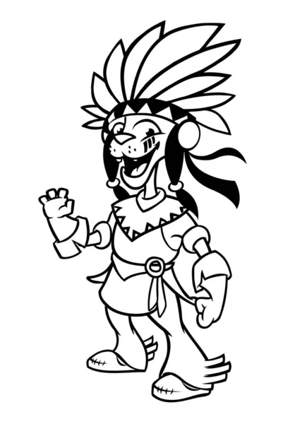 Cartoon Native American Indian charakter. Ilustracja clipart do kolorowania książki — Wektor stockowy
