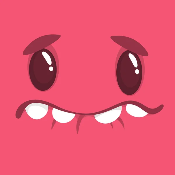 Face Monstre Bande Dessinée Vecteur Halloween Rouge Sourire Monstre Avatar — Image vectorielle