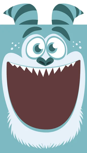 Desenhos Animados Sorriso Monstro Engraçado Vector Halloween Monstro Legal Azul — Vetor de Stock