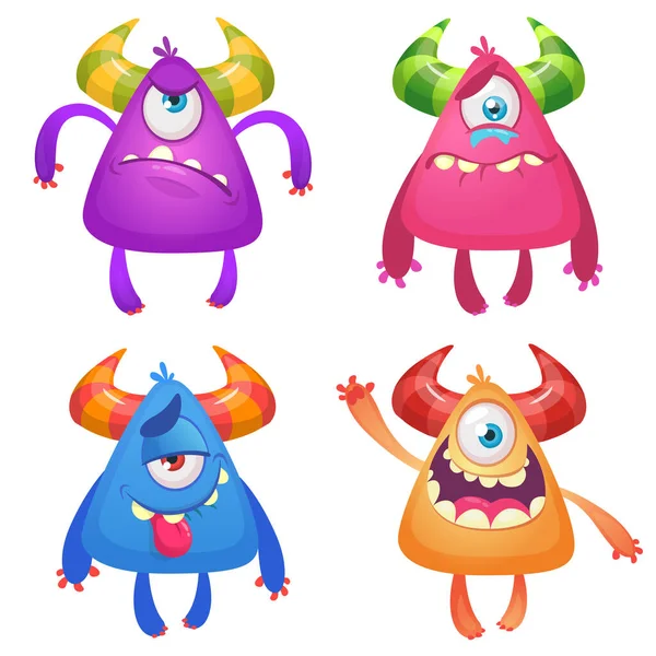 Cartoon Monsters Vector Set Van Halloween Cartoon Monsters Geïsoleerd Design — Stockvector