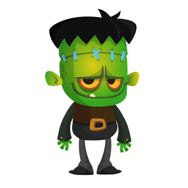 Cartoon Funny Green Zombie Halloween Vector Illustration Zombie Creature — Stock Vector