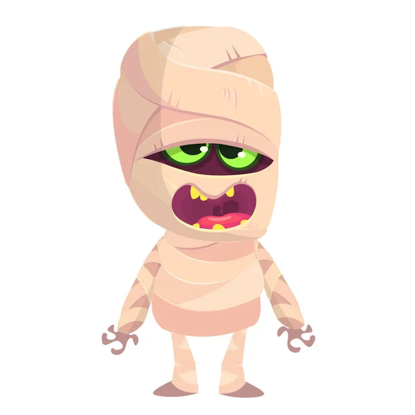 Cartoon Funny Mummy Vector Illustration Mummy Monster Halloween Isolated — Stock Vector