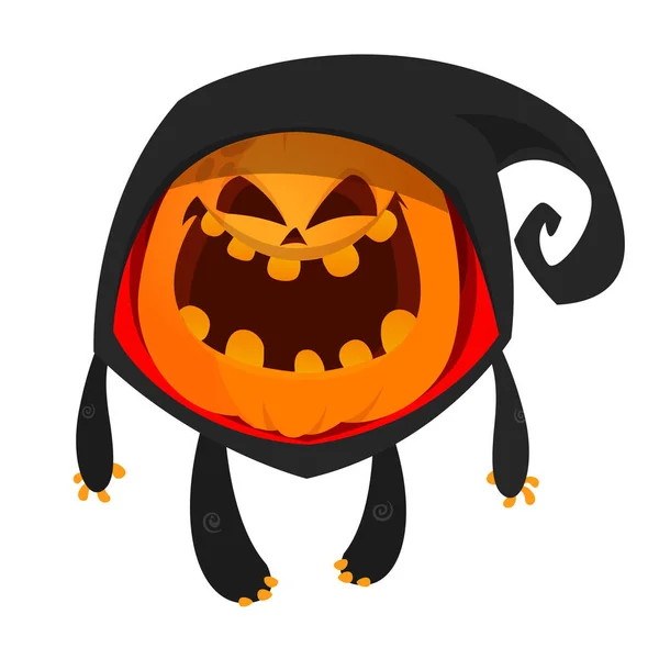 Espantalho Halloween Com Cabeça Abóbora Monstro Abóbora Dos Desenhos Animados — Vetor de Stock