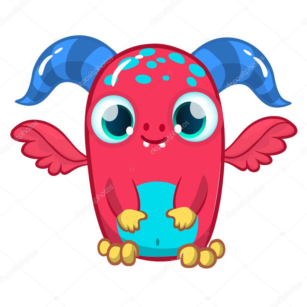 Funny cartoon monster. Vector illustration of cute monster creature