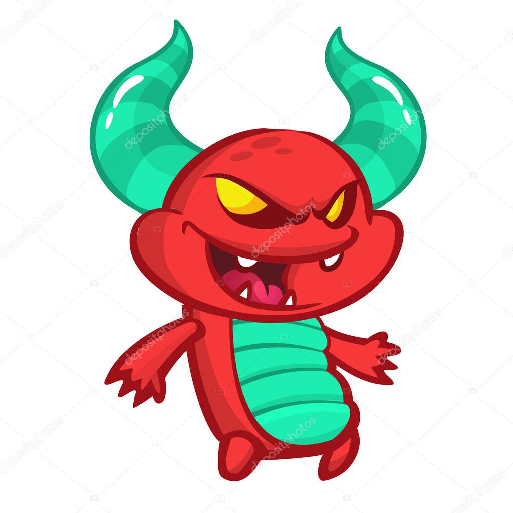Angry cartoon red monster. Vector illustration for Halloween
