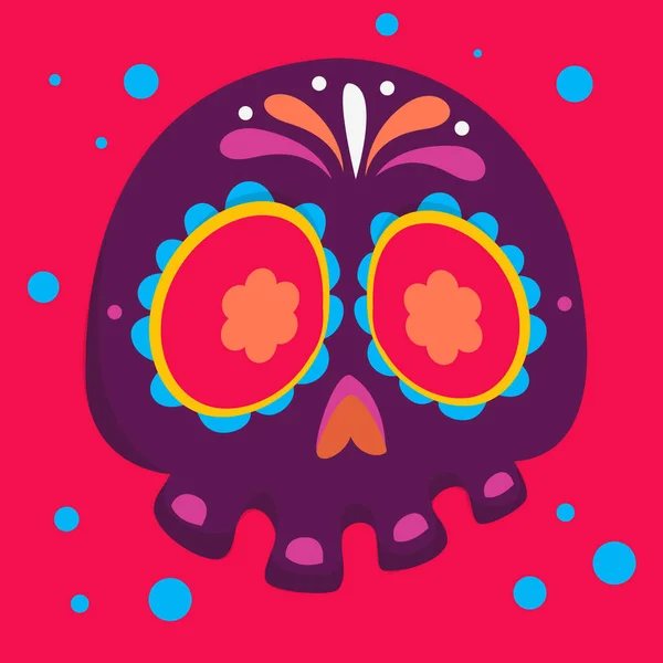 Día Ilustración Del Vector Muerto Calavera Dibujos Animados — Vector de stock