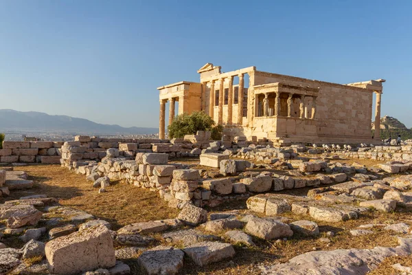 Erechtheum Temple Ruínas Acropolis Atenas Greece Uma Tarde Junho — Fotografia de Stock