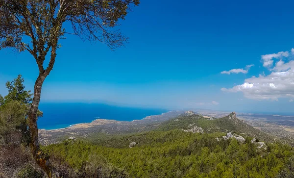 Paysage Panoramique Vue Sur Mer Depuis Les Montagnes Pentadaktylos Région — Photo