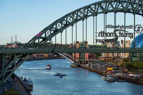 Newcastle Anglia Sierpień 2018 Newcastle City Skyline Mostu Tyne Widoku — Zdjęcie stockowe
