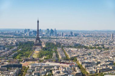 Hava panoramik Eyfel Kulesi, Invalides ve iş bölgesi Montparnasse Kulesi, Paris, Fransa, görüldüğü gibi savunma, Paris manzarası