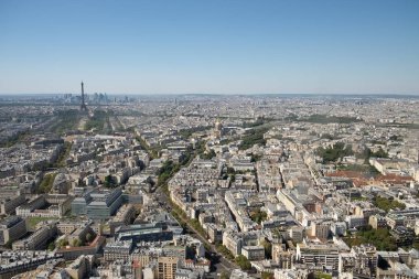 Hava panoramik Eyfel Kulesi, Invalides ve iş bölgesi Montparnasse Kulesi, Paris, Fransa, görüldüğü gibi savunma, Paris manzarası