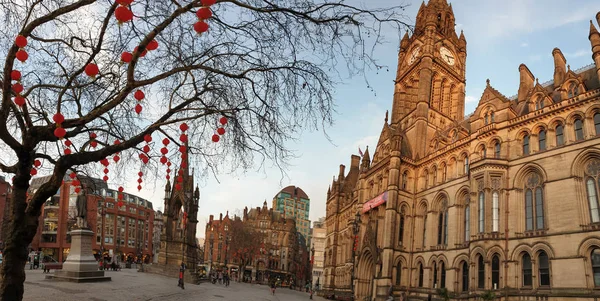 Manchester Town Hall Décorations de lanterne chinoise Nouvel An à Man — Photo