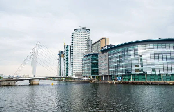Media City UK television and radio broadcast centre on the banks — Stock Photo, Image
