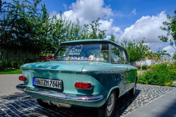 Stary samochód NSU Prinz wystawiony na 2019 Federal Garden show B — Zdjęcie stockowe