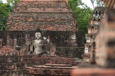 Wat Mahathat Sukhothai Historical Park, Unesco Dünya heritag Buda heykeli